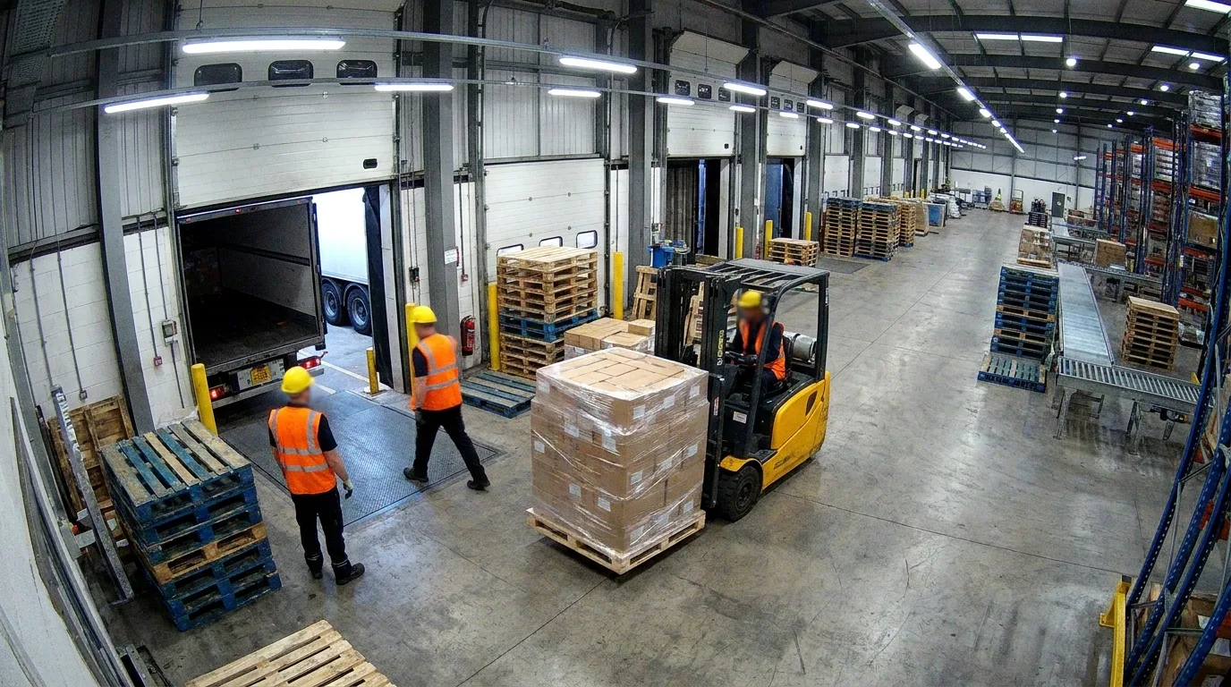 CCTV view of a goods-in dock door