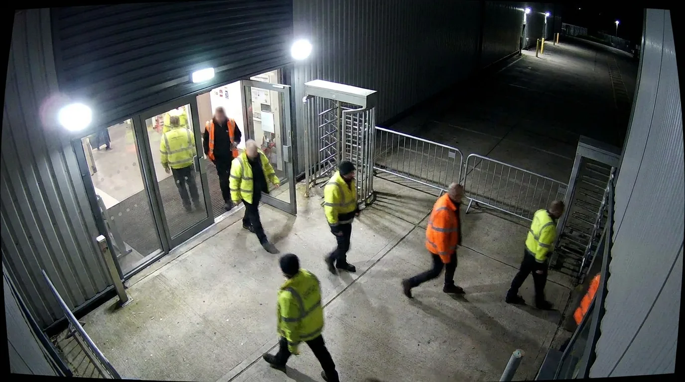 CCTV view of a staff entrance door